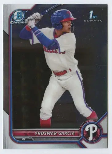 Yhoswar Garcia baseball card from 2022 Bowman Chrome Prospects with original gloss