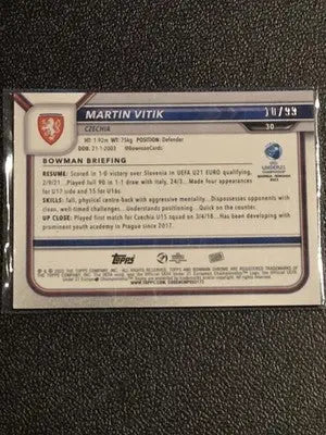 2022 Bowman Chrome Road to UEFA Martin Vitik Green Mini-Diamonds Refractor #/99 - Soccer Card Single