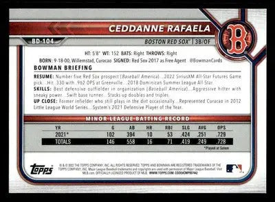 2022 Bowman Draft 1st Edition #BD-104 Ceddanne Rafaela - Baseball Card Single