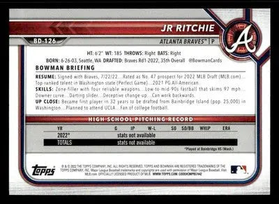 2022 Bowman Draft 1st Edition #BD-126 JR Ritchie - Baseball Card Single