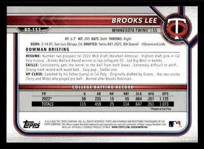 2022 Bowman Draft 1st Edition #BD-153 Brooks Lee - Baseball Card Single