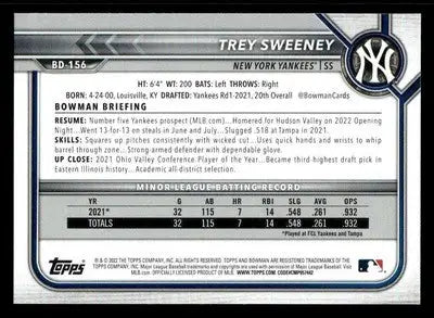 2022 Bowman Draft 1st Edition #BD-156 Trey Sweeney - Baseball Card Single