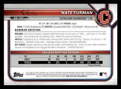 2022 Bowman Draft 1st Edition #BD-182 Nate Furman - Baseball Card Single