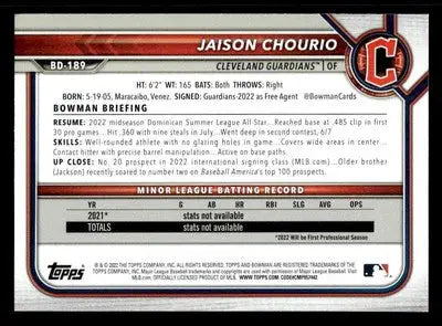 2022 Bowman Draft 1st Edition #BD-189 Jaison Chourio - Baseball Card Single