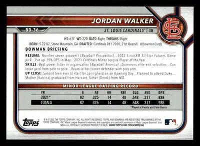 2022 Bowman Draft 1st Edition #BD-36 Jordan Walker - Baseball Card Single