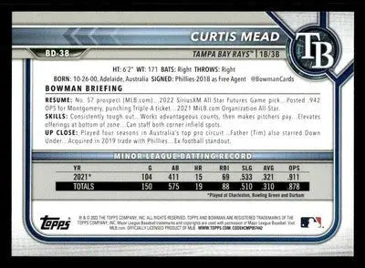 2022 Bowman Draft 1st Edition #BD-38 Curtis Mead - Baseball Card Single