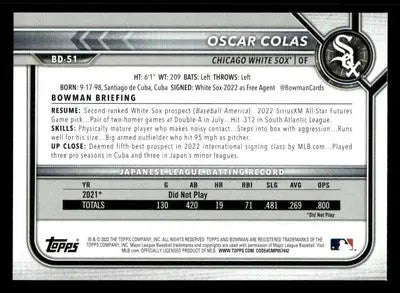 2022 Bowman Draft 1st Edition #BD-51 Oscar Colas - Baseball Card Single