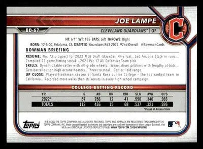 2022 Bowman Draft 1st Edition #BD-67 Joe Lampe - Baseball Card Single