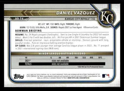 2022 Bowman Draft 1st Edition #BD-74 Daniel Vazquez - Baseball Card Single