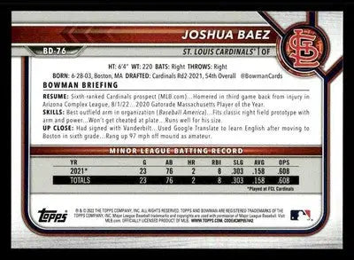 2022 Bowman Draft 1st Edition #BD-76 Joshua Baez - Baseball Card Single