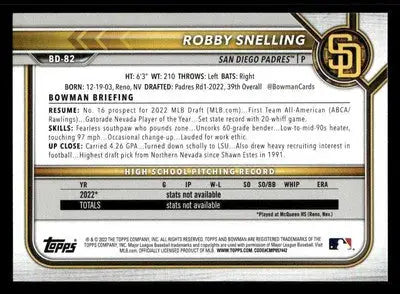 2022 Bowman Draft 1st Edition #BD-82 Robby Snelling - Baseball Card Single