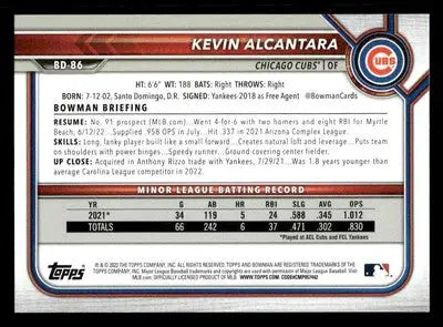 2022 Bowman Draft 1st Edition #BD-86 Kevin Alcantara - Baseball Card Single