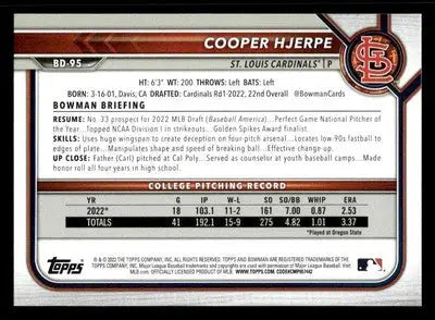 2022 Bowman Draft 1st Edition #BD-95 Cooper Hjerpe - Baseball Card Single
