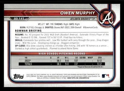 2022 Bowman Draft #BD-145 Owen Murphy - Baseball Card Single