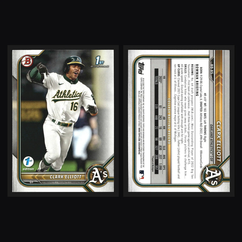 2022 Bowman Draft #BD-85 Clark Elliott Athletics 1st Bowman - Baseball Card Single