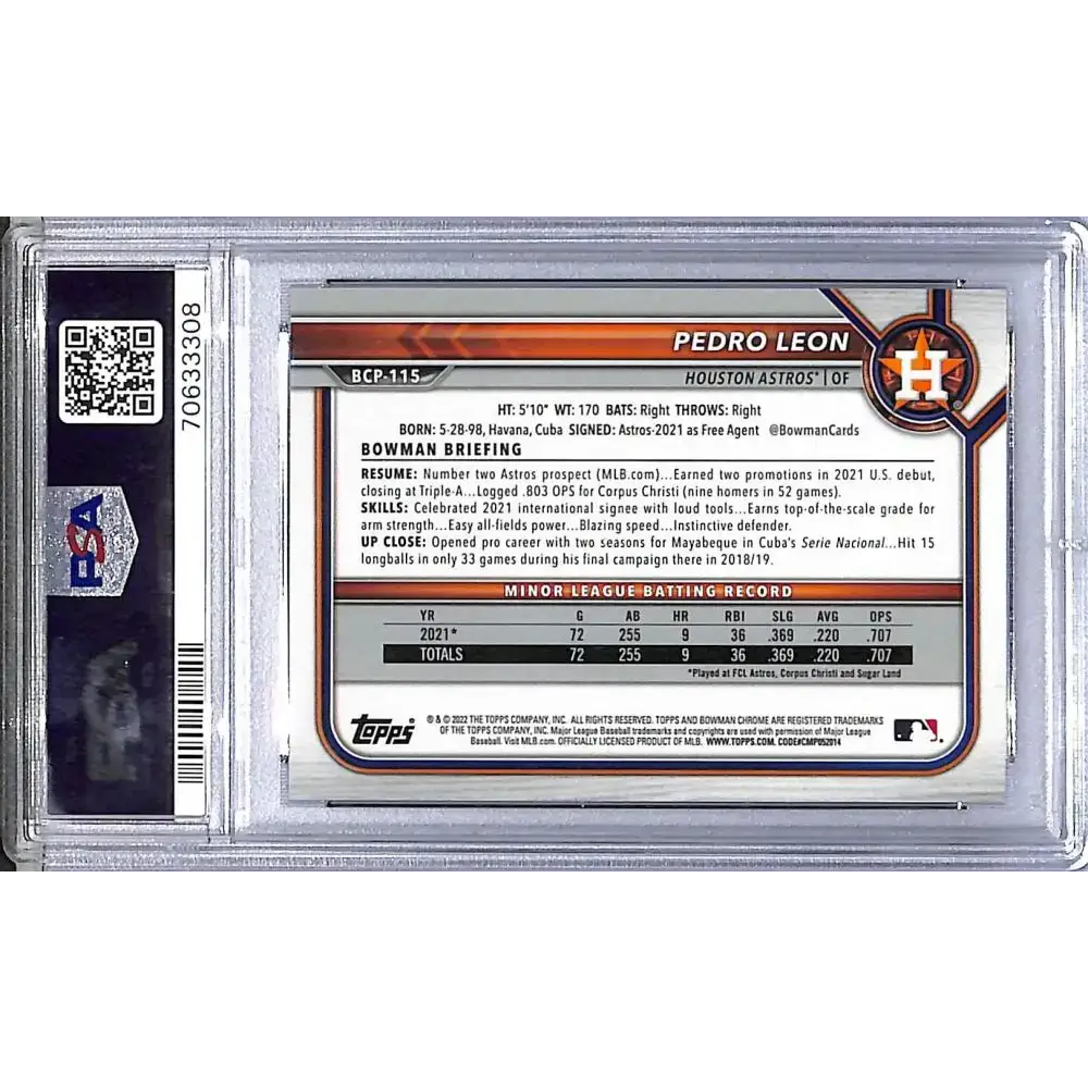2022 Bowman Mega Box Pink #BCP-115 Pedro Leon PSA 10 GEM MINT Houston Astros - Baseball Card Single