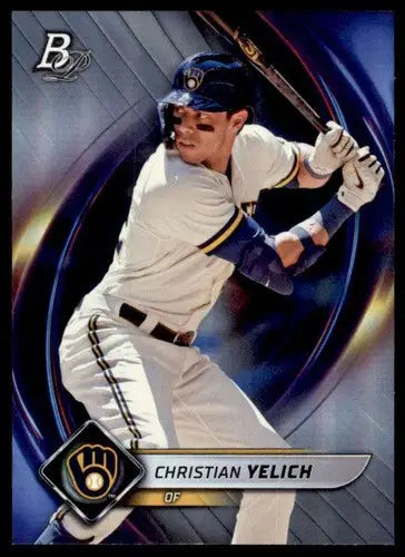 2022 Bowman Platinum Christian Yelich baseball card with original gloss Brewers ID 51739