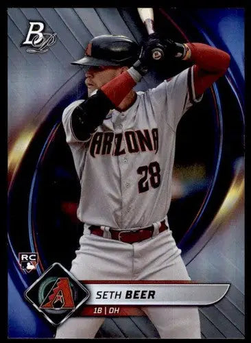 Original gloss Bowman Platinum Seth Beer baseball card from 2022 Rookie set
