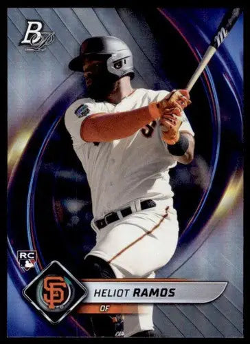 Baseball trading card of Heliot Ramos in Bowman Platinum with original gloss