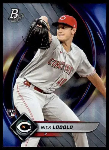 Original gloss Bowman Platinum Nick Lodolo rookie baseball card 2022 Reds ID 51730