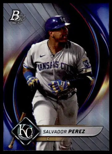Salvador Perez 2022 Bowman Platinum baseball card with original gloss Royal ID 49950