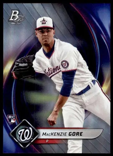 Mackenzie Gore Bowman Platinum rookie baseball card with original gloss display