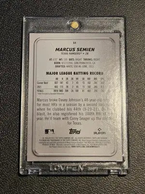 2022 Bowman Platinum #64 Marcus Semien Green Icy Foil #/99 - Baseball Card Single