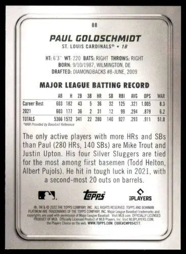 2022 Bowman Platinum #88 Paul Goldschmidt NM-MT Cardinals ID:67805 - Baseball Card Single