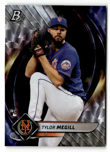 Tylor Megill baseball card from 2022 Bowman Platinum Ice Foilboard series
