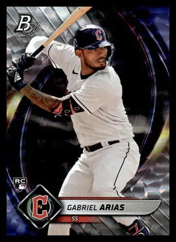 Gabriel Arias baseball card with original gloss in Bowman Platinum Ice Foilboard packaging