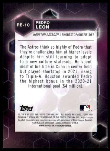 2022 Bowman Platinum Precious Elements #PE-10 Pedro Leon NM-MT Astros ID:51641 - Baseball Card Single
