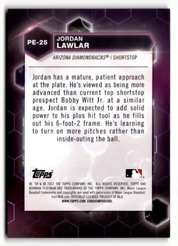 2022 Bowman Platinum Precious Elements Purple #PE-25 Jordan Lawlar NM-M ID:49935 - Baseball Card Single