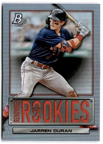 Jarren Duran baseball card from Bowman Platinum Renowned series in near mint condition
