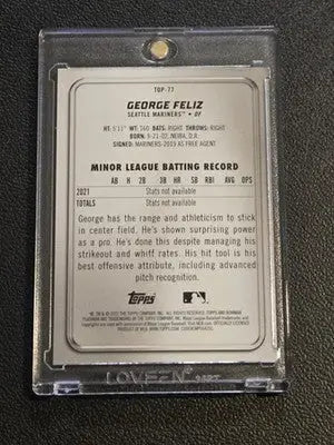 2022 Bowman Platinum #TOP-77 George Feliz Top Prospects Green Icy Foil #/99 - Baseball Card Single