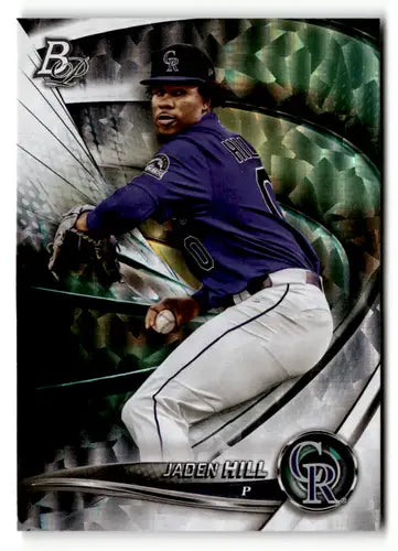 2022 Bowman Platinum Ice Foilboard Top Prospects Baseball Card featuring Jaden Hill