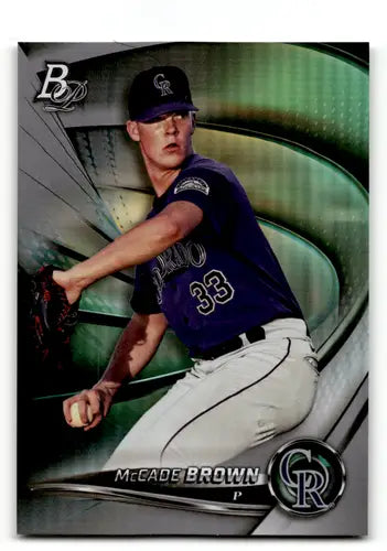 Original gloss Bowman Platinum baseball card featuring McCade Brown pitcher Rockies ID 47446
