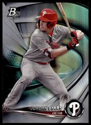 Original gloss Bowman Platinum baseball card of Jordan Viars from 2022 Top Prospects
