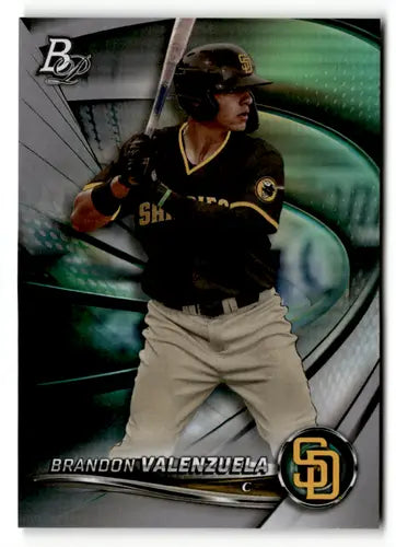 Original gloss Bowman Platinum baseball card of Brandon Valenzuela from 2022 Top Prospects
