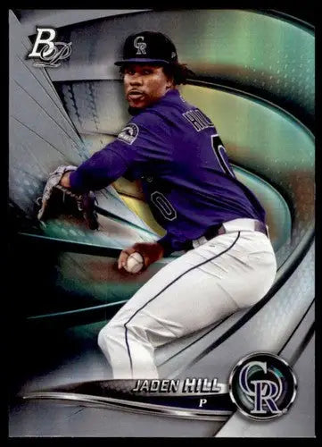 Original gloss Baseball card featuring Jaden Hill from Bowman Platinum Top Prospects