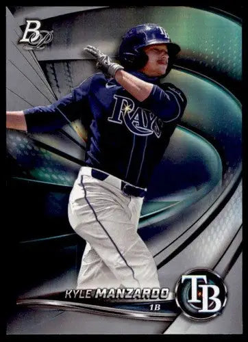 Baseball card of Kyle Manzardo from Bowman Platinum Top Prospects with original gloss