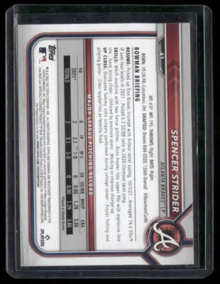 2022 Bowman Spencer Strider #41 RC Baseball - Baseball Card Single