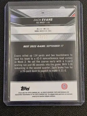 2022 Bowman University Chrome #10 Zach Evans Red Shimmer Refractor #/10 - Baseball Card Single