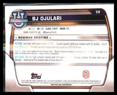 2022 Bowman University Chrome #58 BJ Ojulari - Football Card Single
