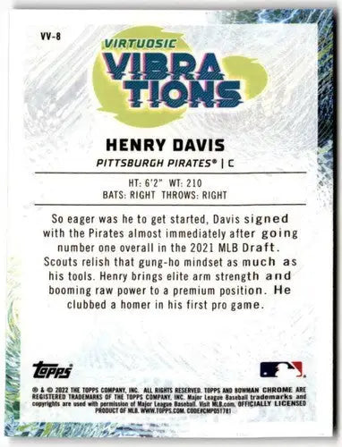 2022 Bowman Virtuosic Vibrations Refractor #VV-8 Henry Davis NM-MT Pira ID:41924 - Baseball Card Single