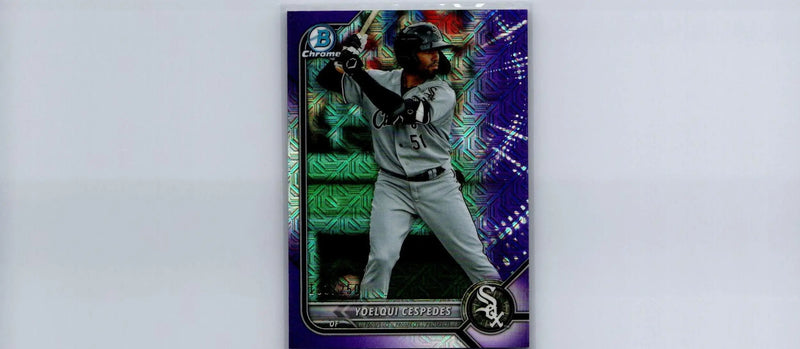 2022 Bowman Yoelqui Cespedes Chrome Prospects Mojo Purple Refractor baseball card #/250