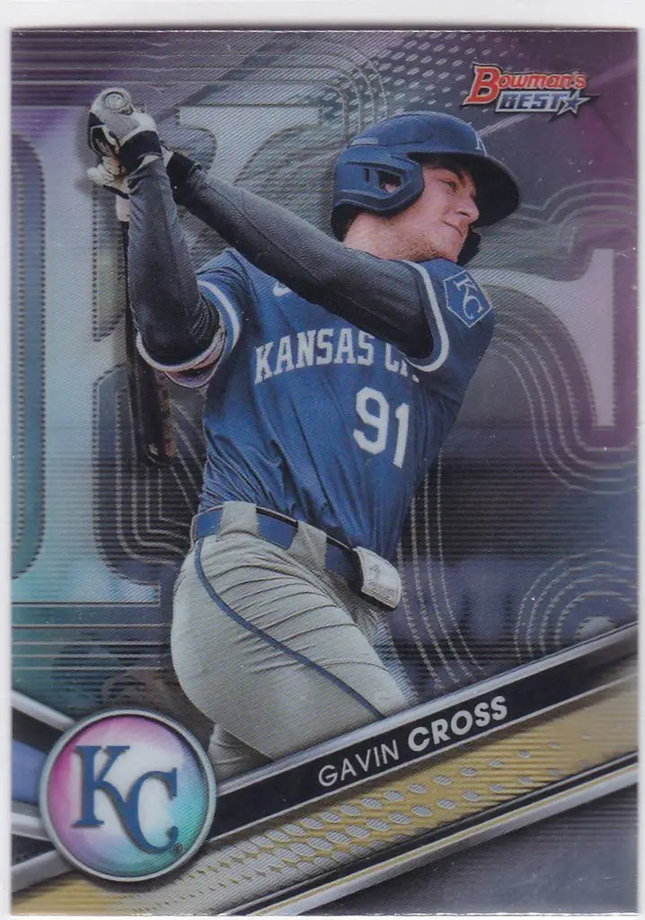 Baseball card of Gavin Cross with Kansas City Royals in batting stance