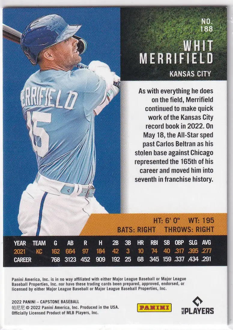 2022 CAPSTONE #188 WHIT MERRIFIELD- KANSAS CITY ROYALS - Baseball Card Single