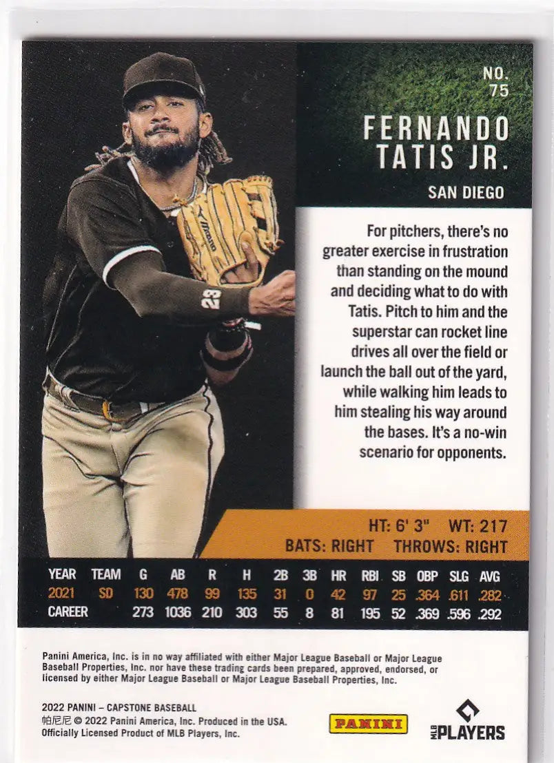 2022 CAPSTONE #75 FERNANDO TATIS JR- SAN DIEGO PADRES - Baseball Card Single