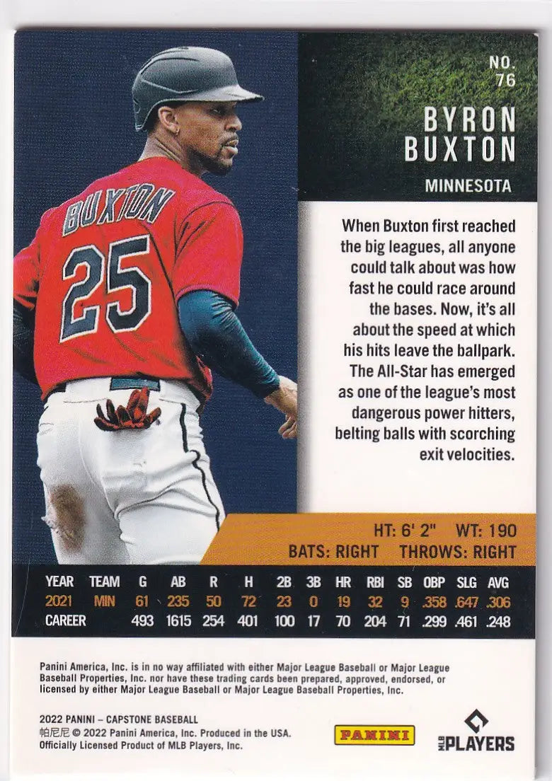 2022 CAPSTONE #76 BYRON BUXTON- MINNESOTA TWINS - Baseball Card Single