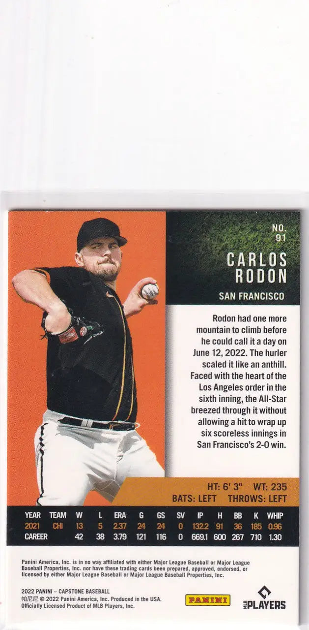 2022 CAPSTONE #91 CARLOS RODON- SAN FRANCISCO GIANTS - Baseball Card Single